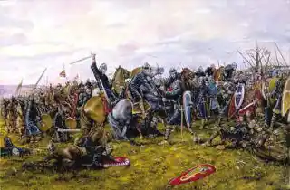 The Battle of Hastings, 1066 — Norman cavalry charges the Saxon shield wall