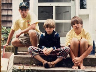 John, Perry, and Patrick Long on the porch