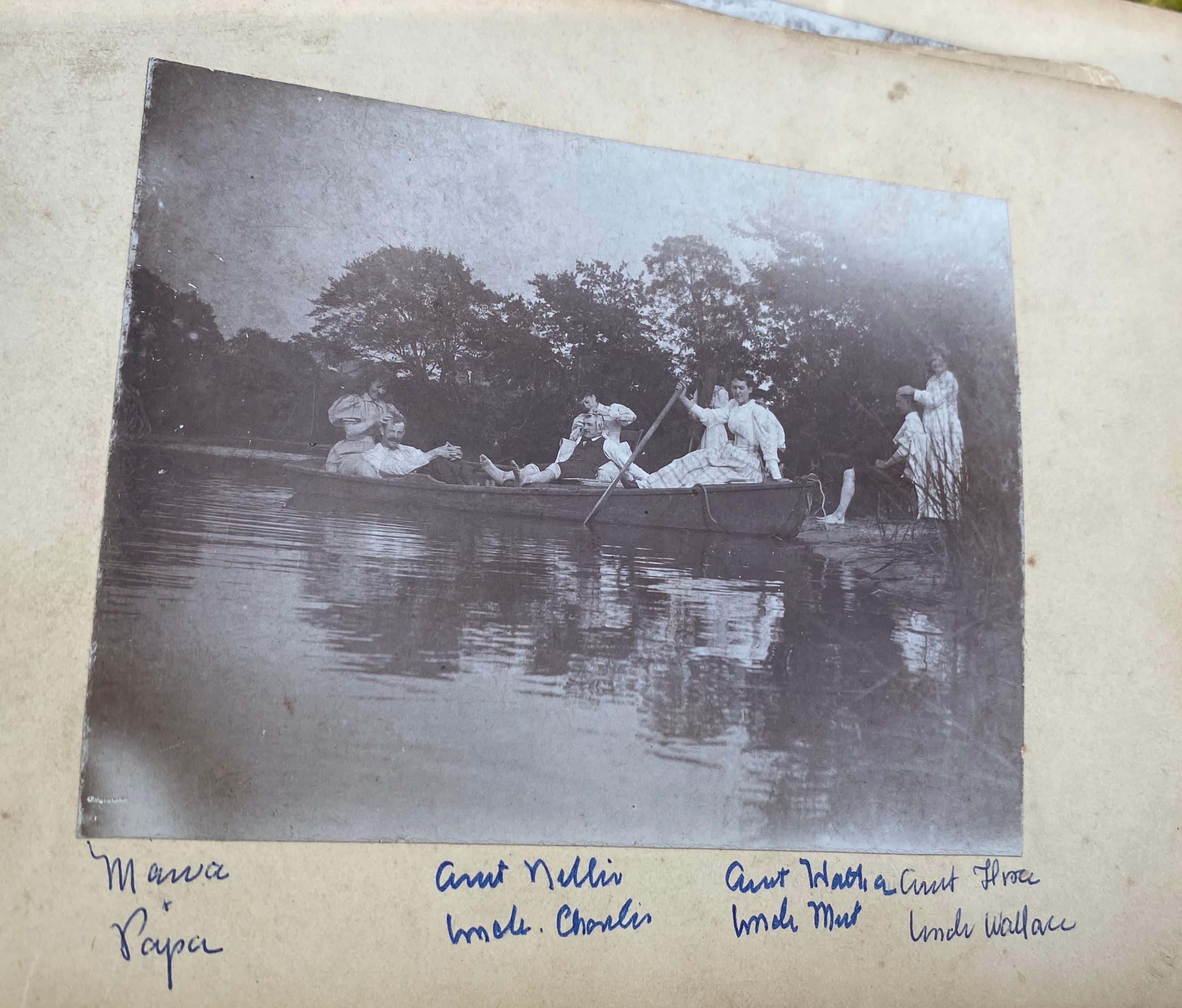 Four couples in rowboat