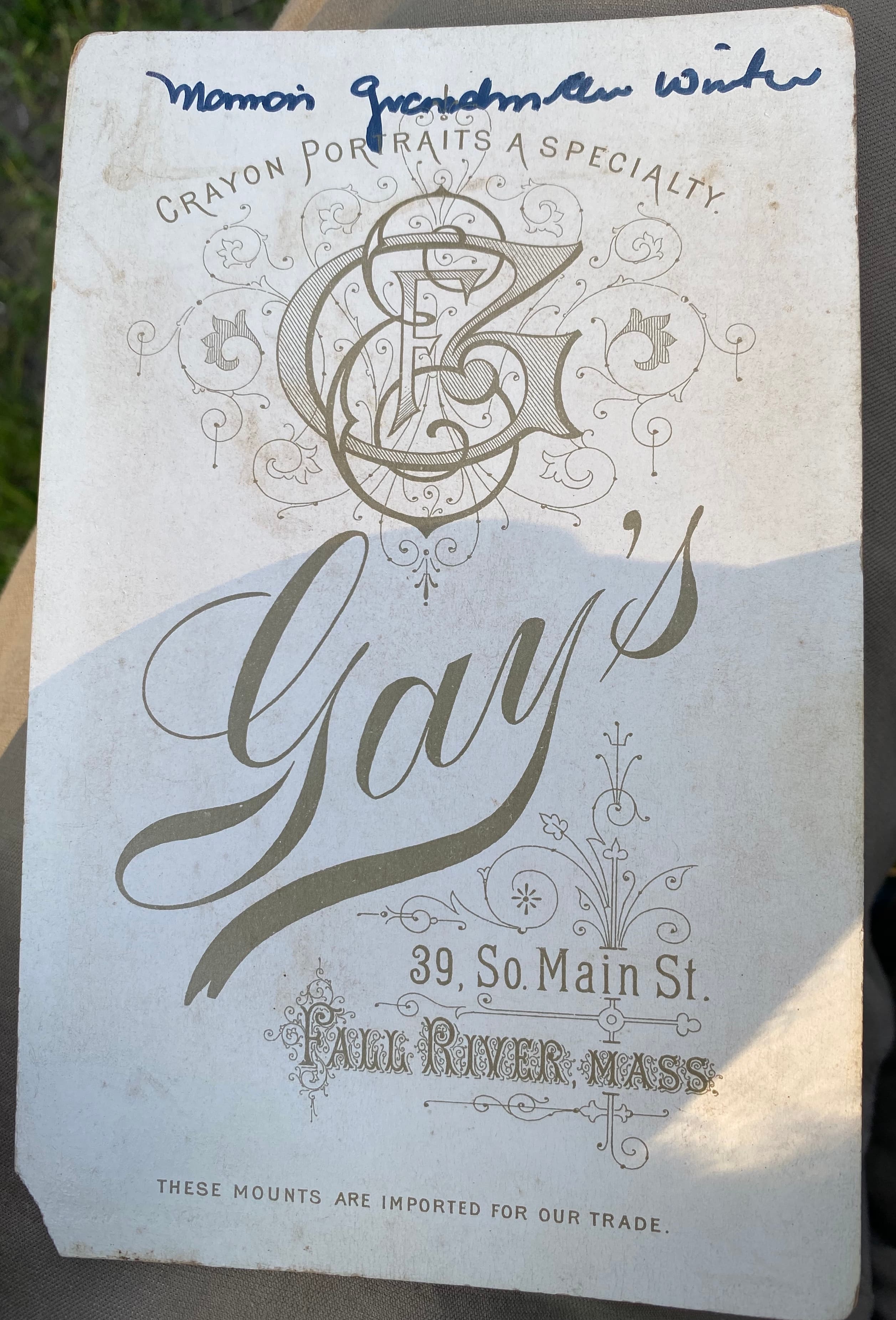 Back of Great-Grandmother Winter portrait