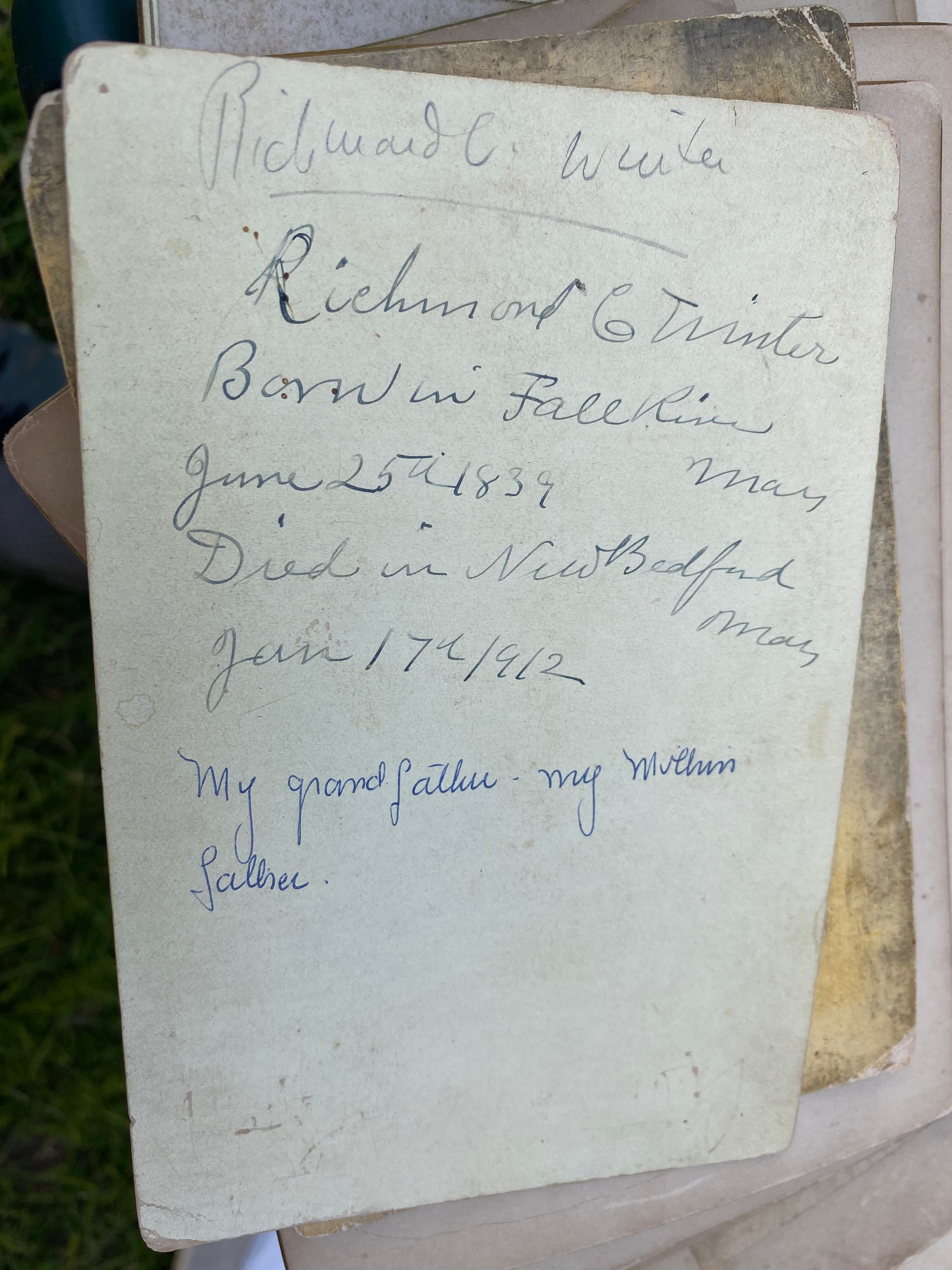 Richmond C. Winter vital data card