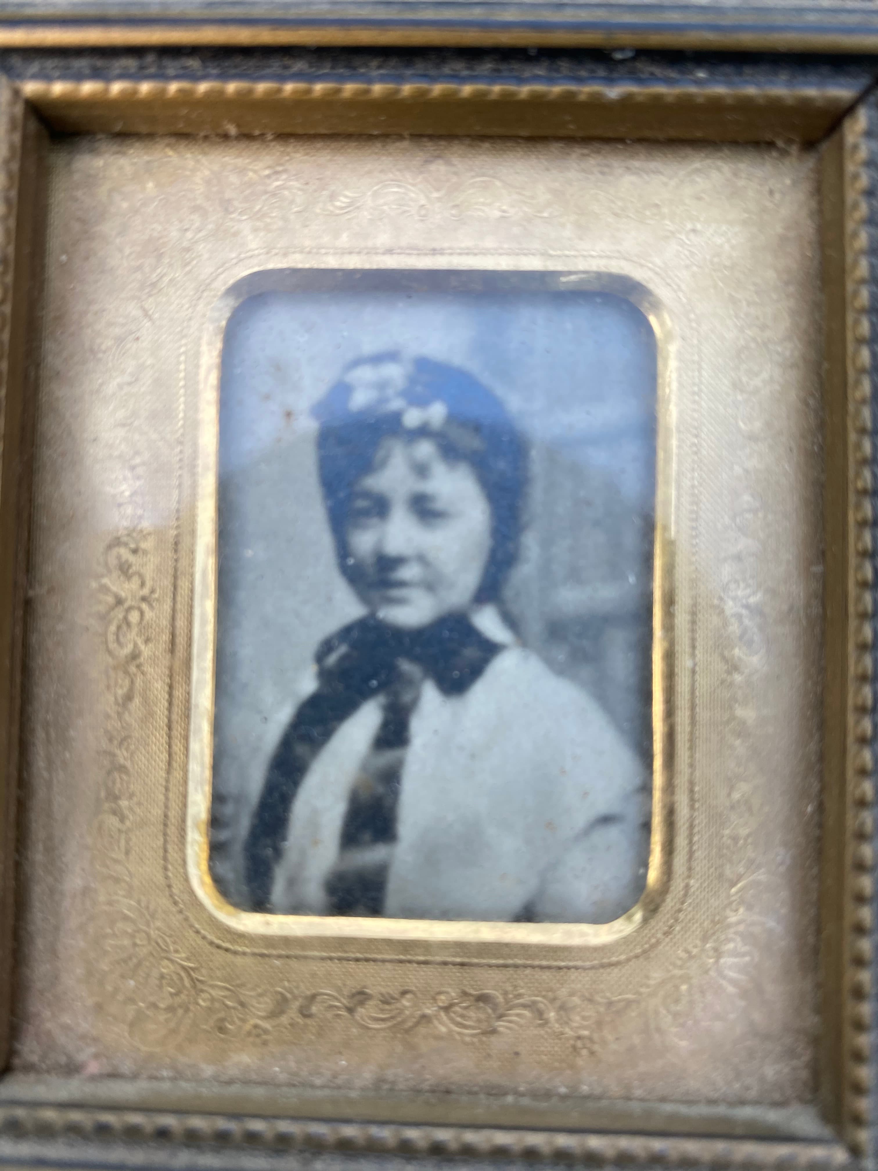 Mama in old fashioned dress from attic