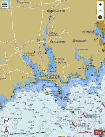 Nautical chart of Westport Harbor — the waters the Coffin family navigated